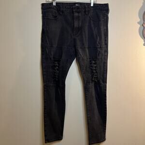 FASHION NOVA Men's Distressed Jeans Size 36 Black